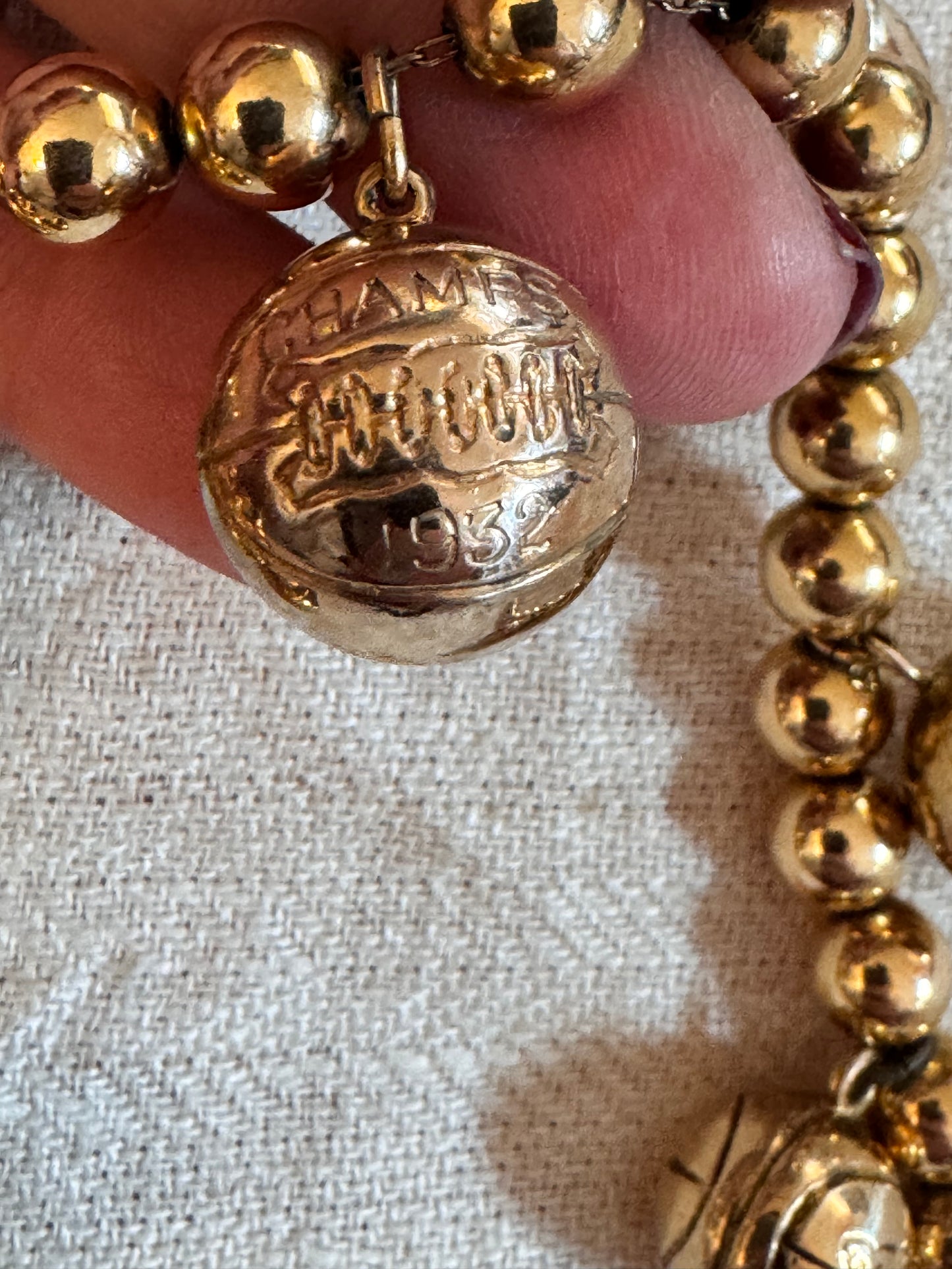 Gold Filled Sports Ball and Bead Charm Necklace