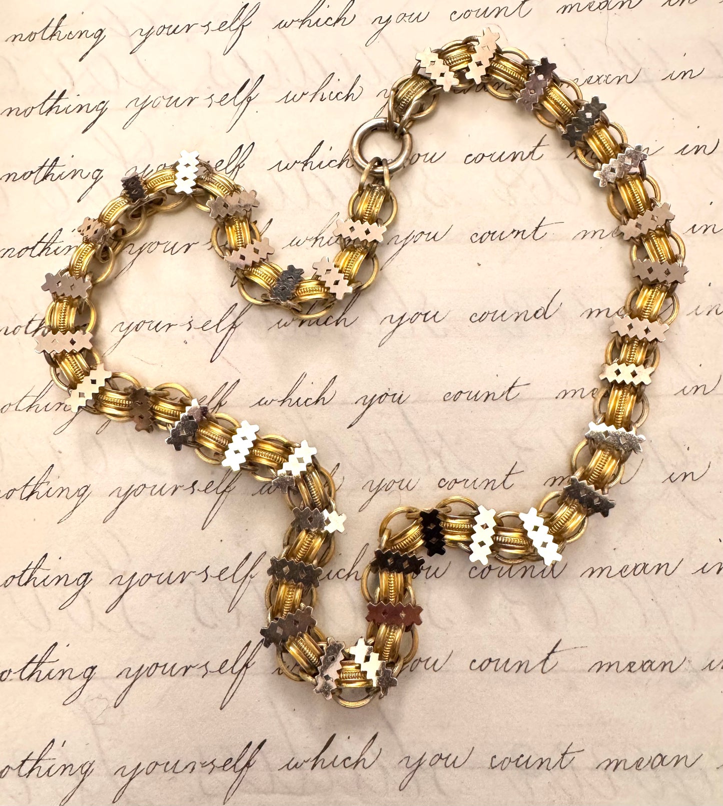 Spectacular Victorian 2-tone Gold Filled Book Chain