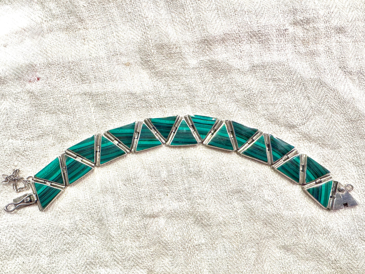Amazing Vintage Malachite and Sterling Bracelet
