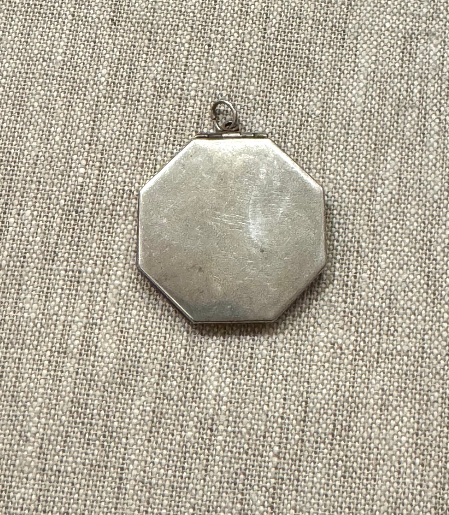 Large Antique Octagonal Sterling Engraved Army Locket