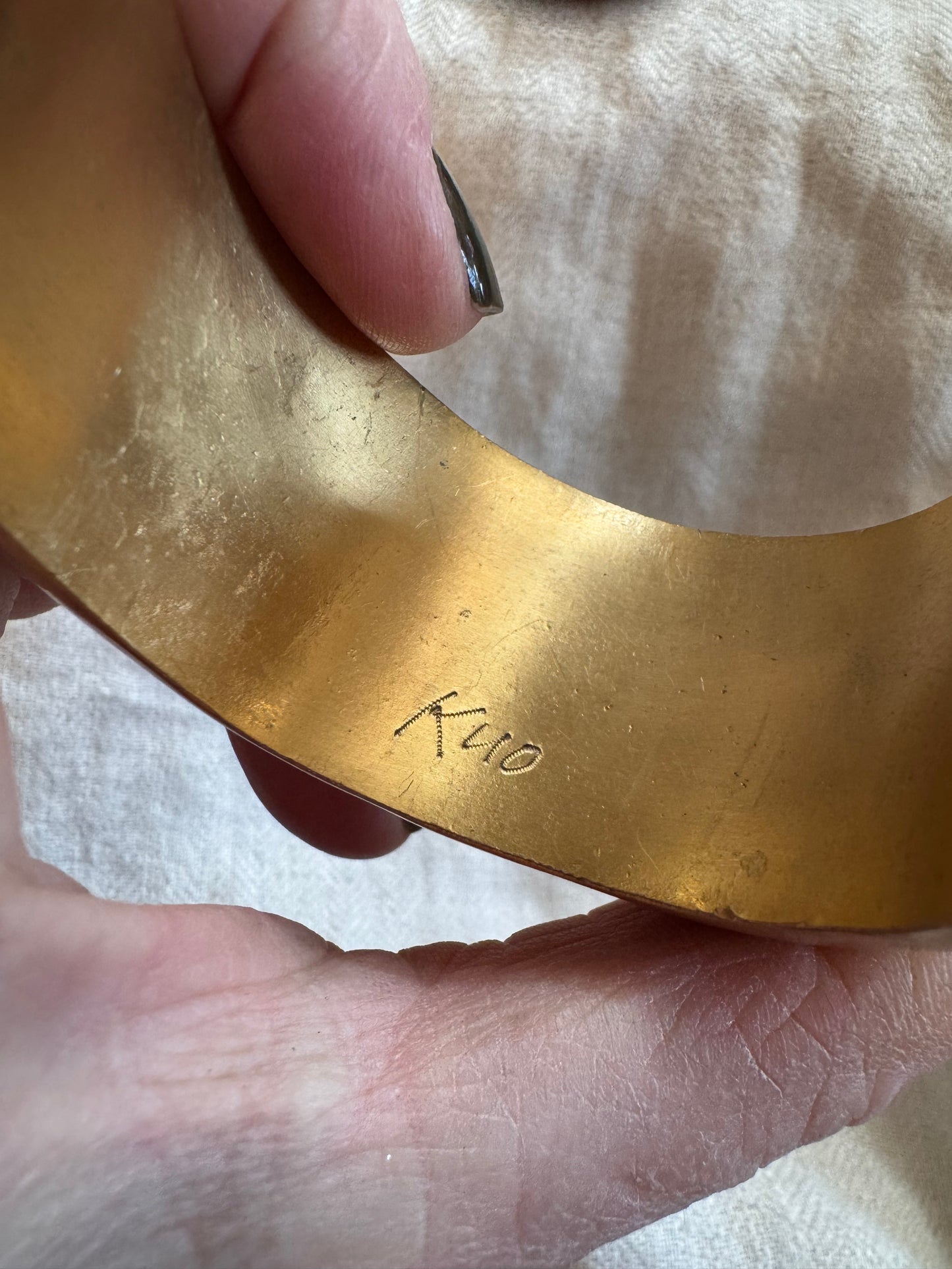 Sculptural Hand Forged Plated Bronze Cuff