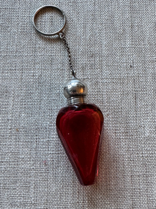 Exquisite Cranberry Glass and Sterling Perfume Bottle