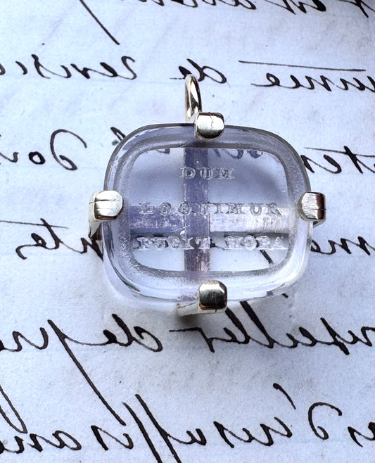 Antique Glass Seal “DUM LO QUIMUR FUGIT MORA”