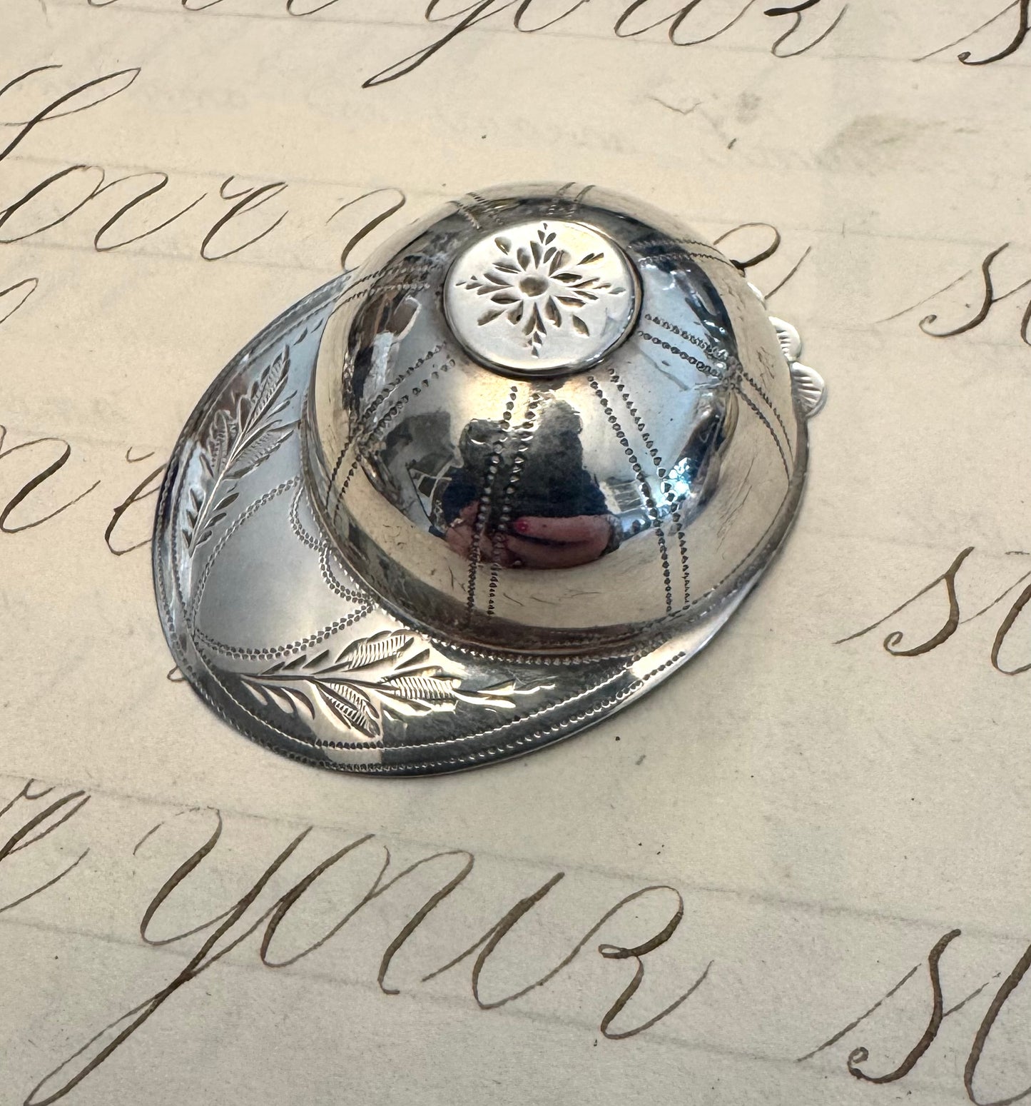 English Engraved Sterling Cap