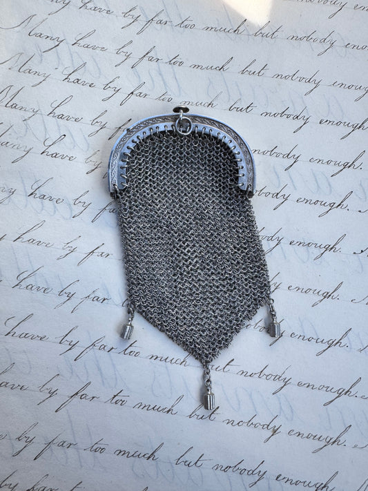Antique French Silver Miniature Purse 2