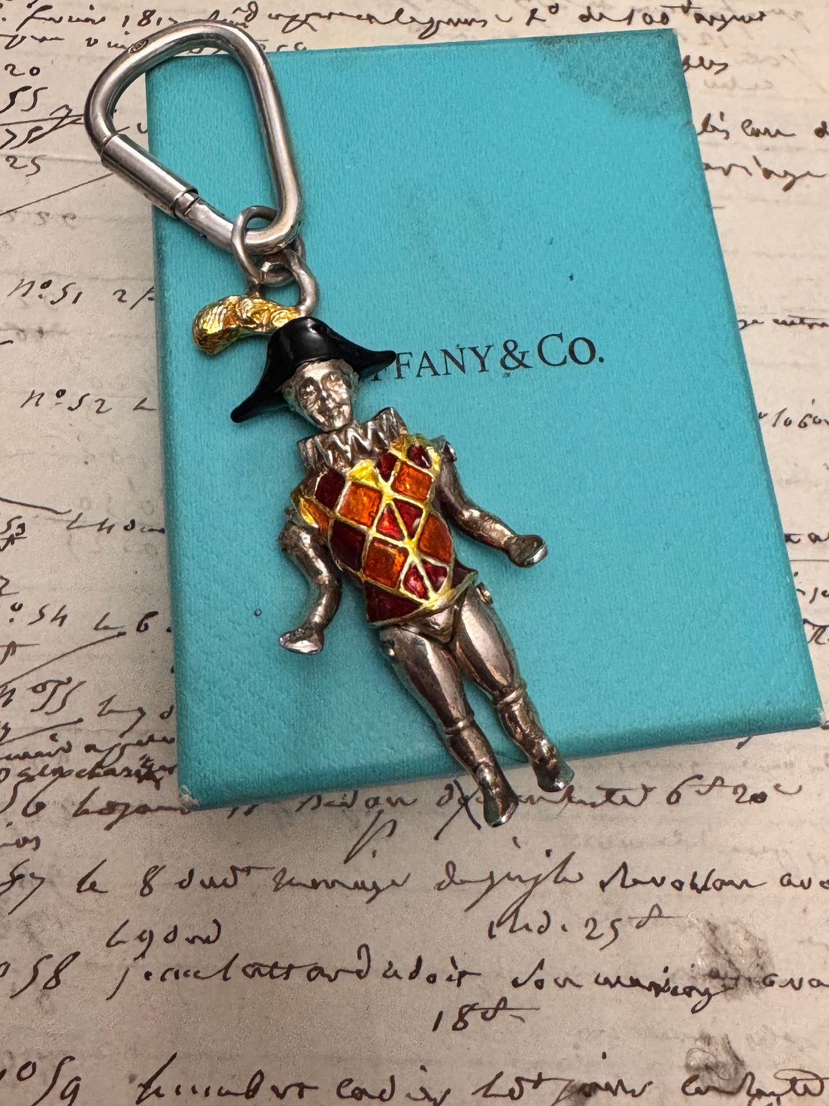 Incredibly Rare Gene Moore for Tiffany Harlequin Pendant + Carabiner