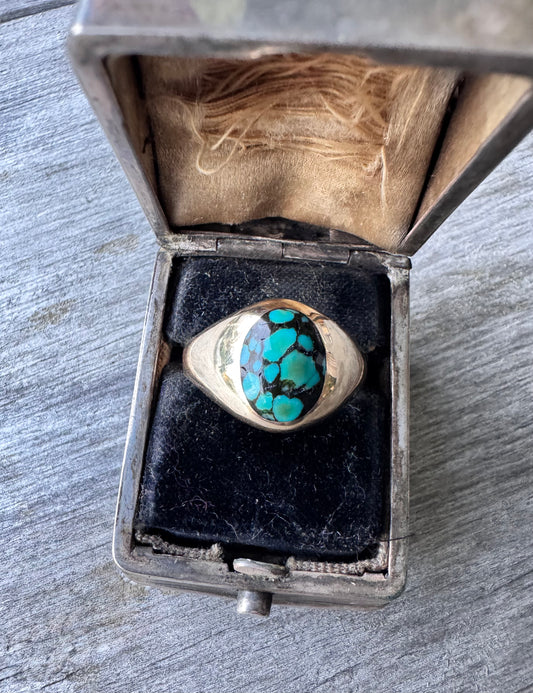 12k Gold and Turquoise Gypsy Ring