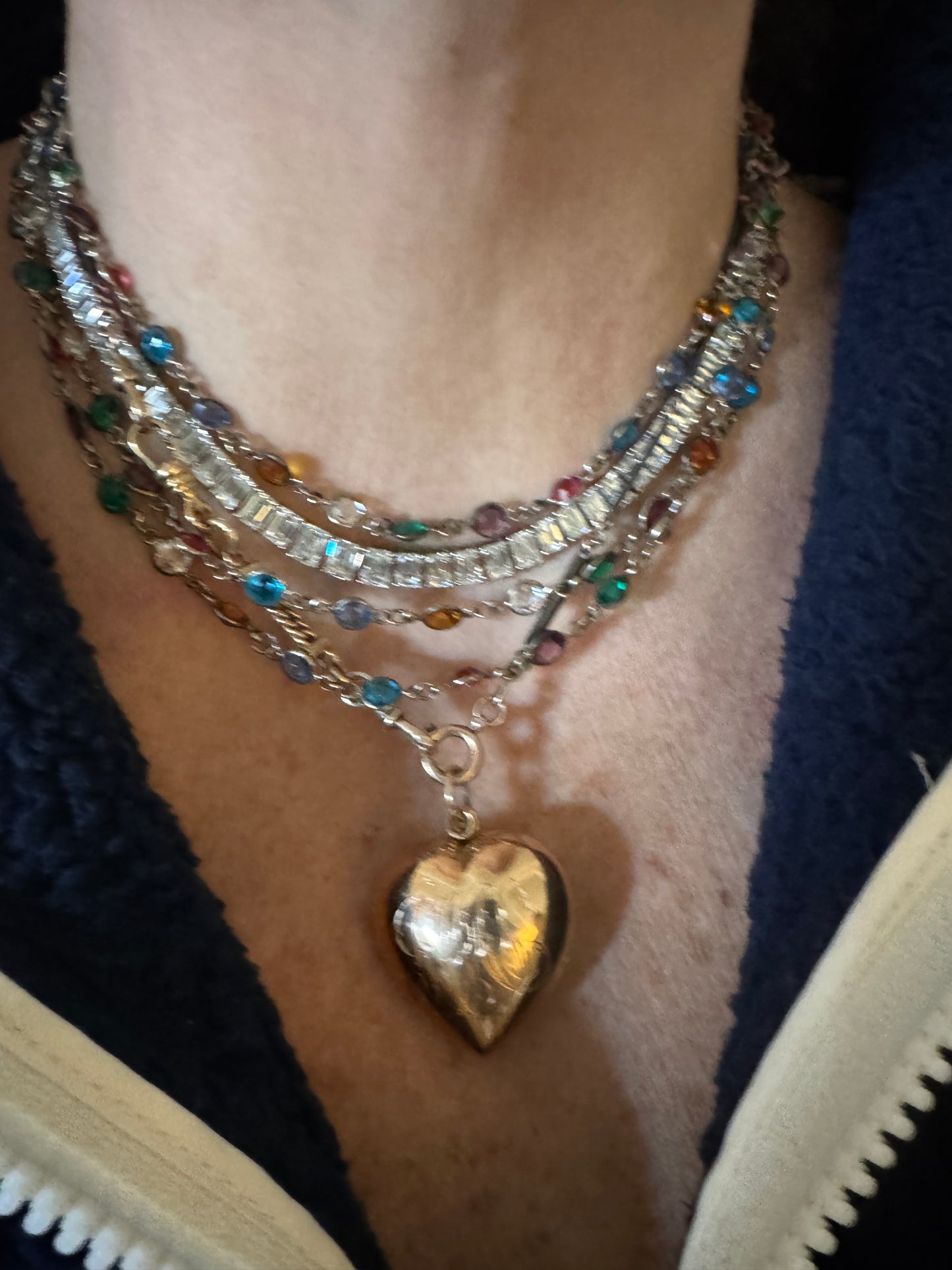 Lovely Long Vintage Paste Harlequin Necklace