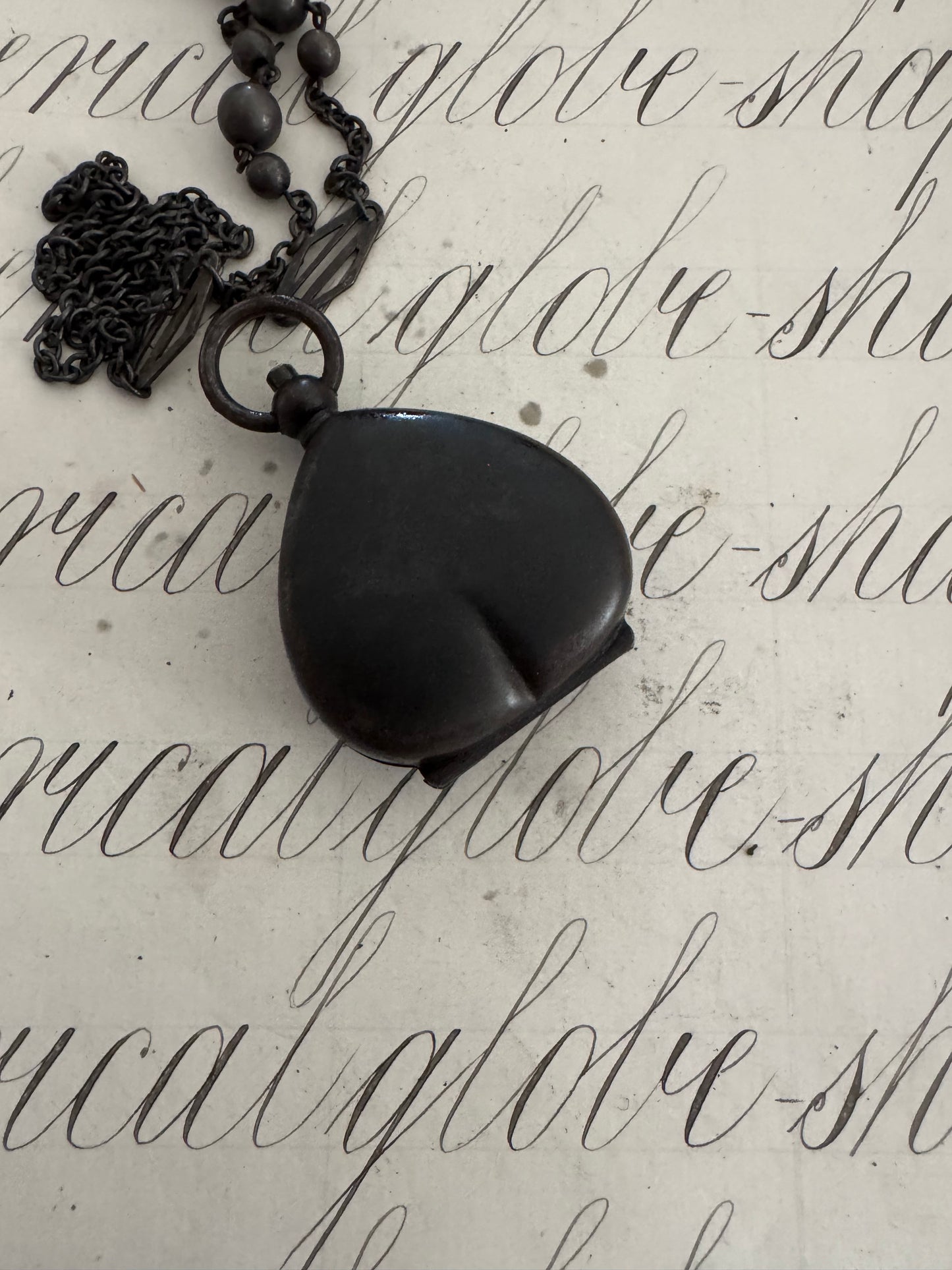 Spectacular Extremely Long Victorian Gunmetal Chain with  Coin Holder