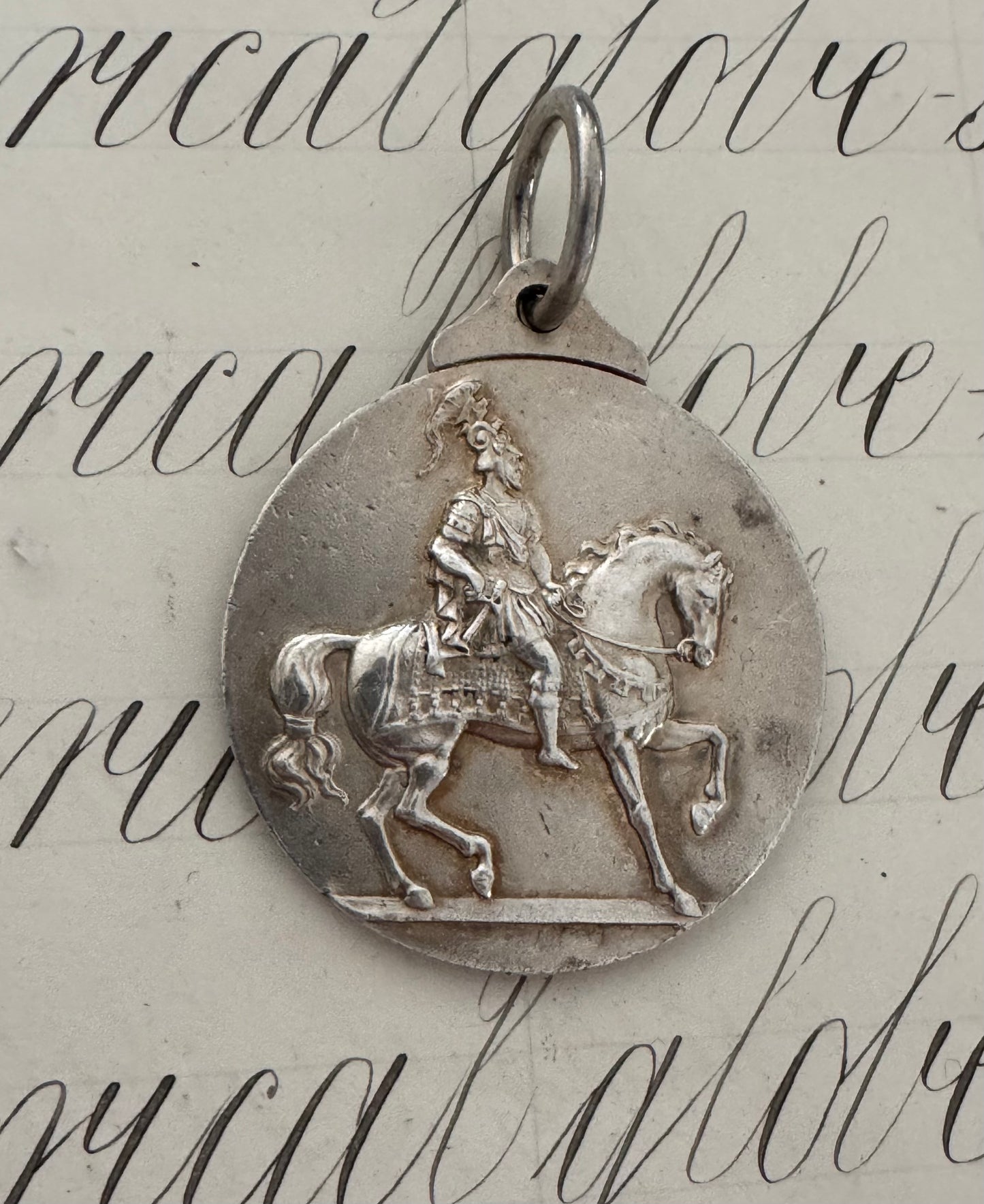 Enormous and Solid Sterling English Mappin & Webb Equestrian Medallion