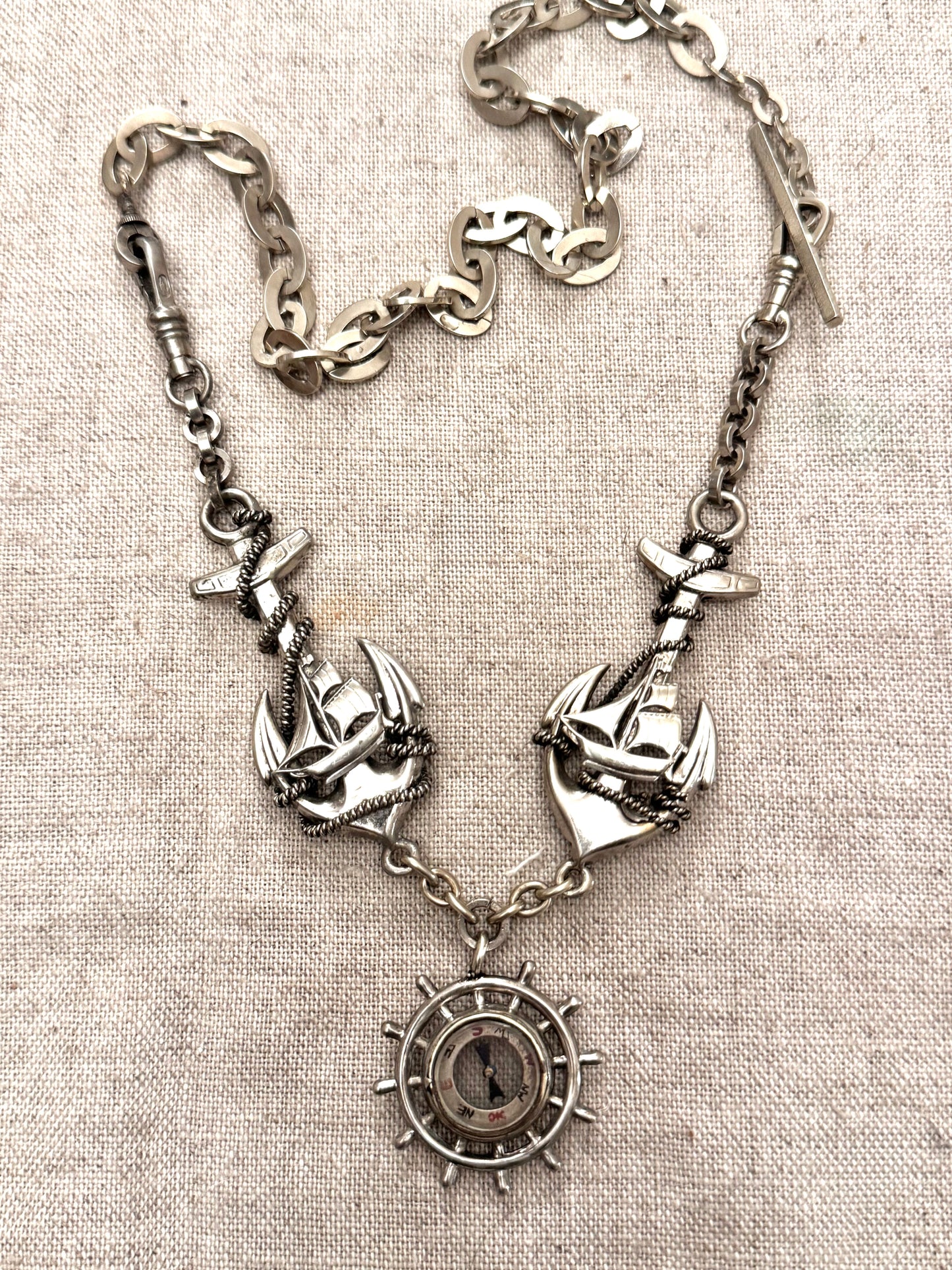 Spectacular Rare Nautical Watch Chain Necklace