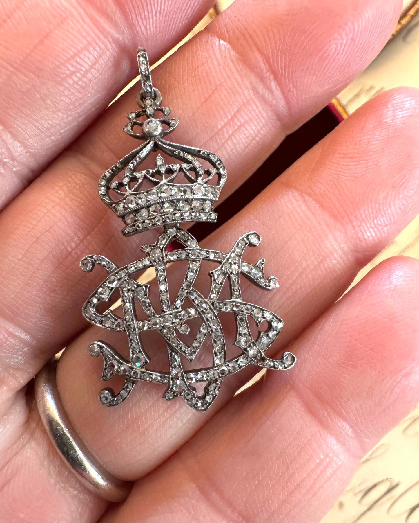 Exquisite Victorian English Diamond Monogram Pendant