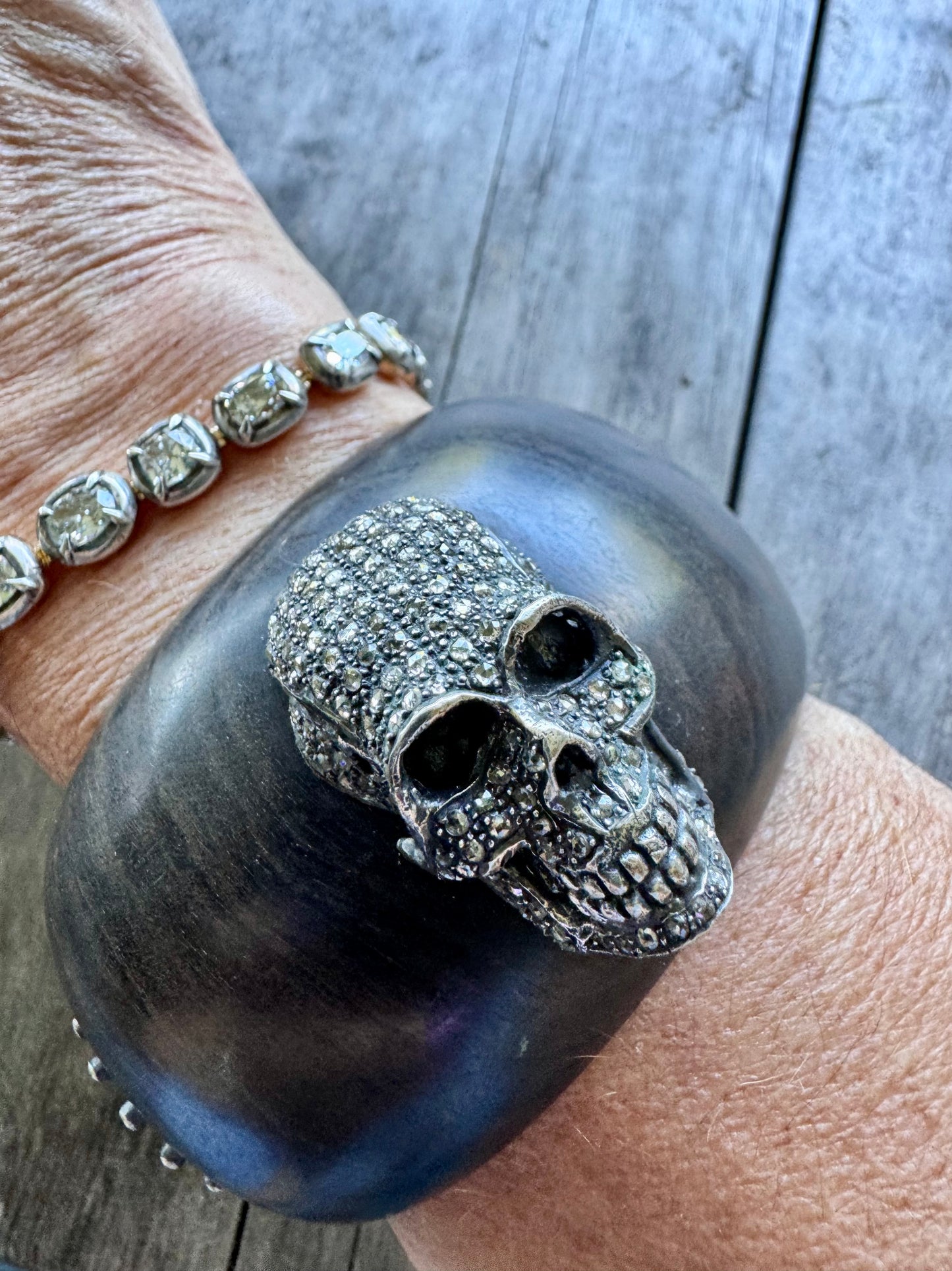 JKC Diamond and Ebony Skull Cuff