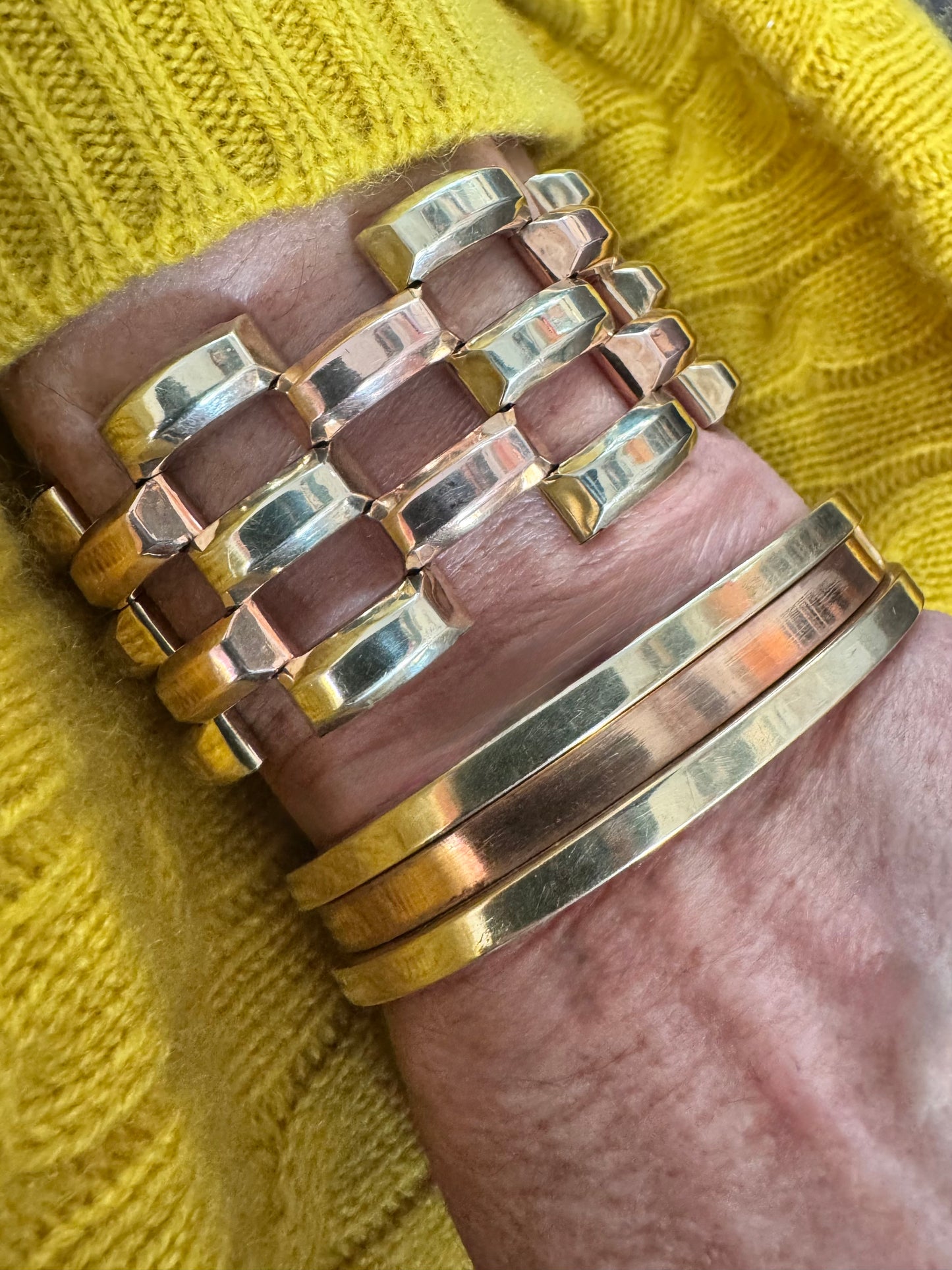 Spectacular Wide Retro 2-Tone Tank Track Bracelet