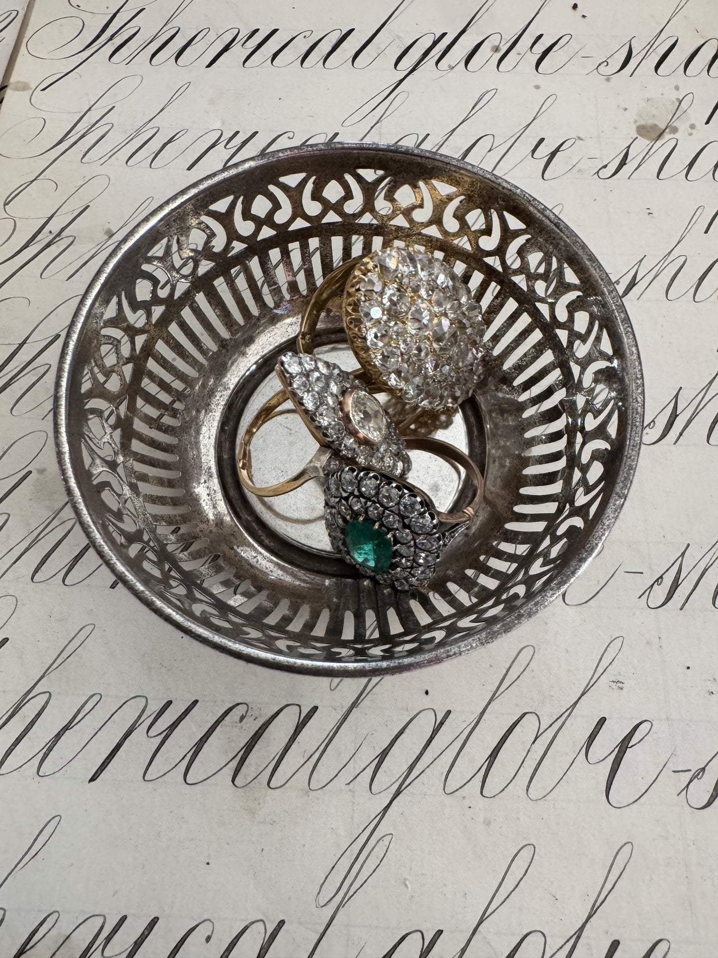 charming small round sterling pierced trinket dish