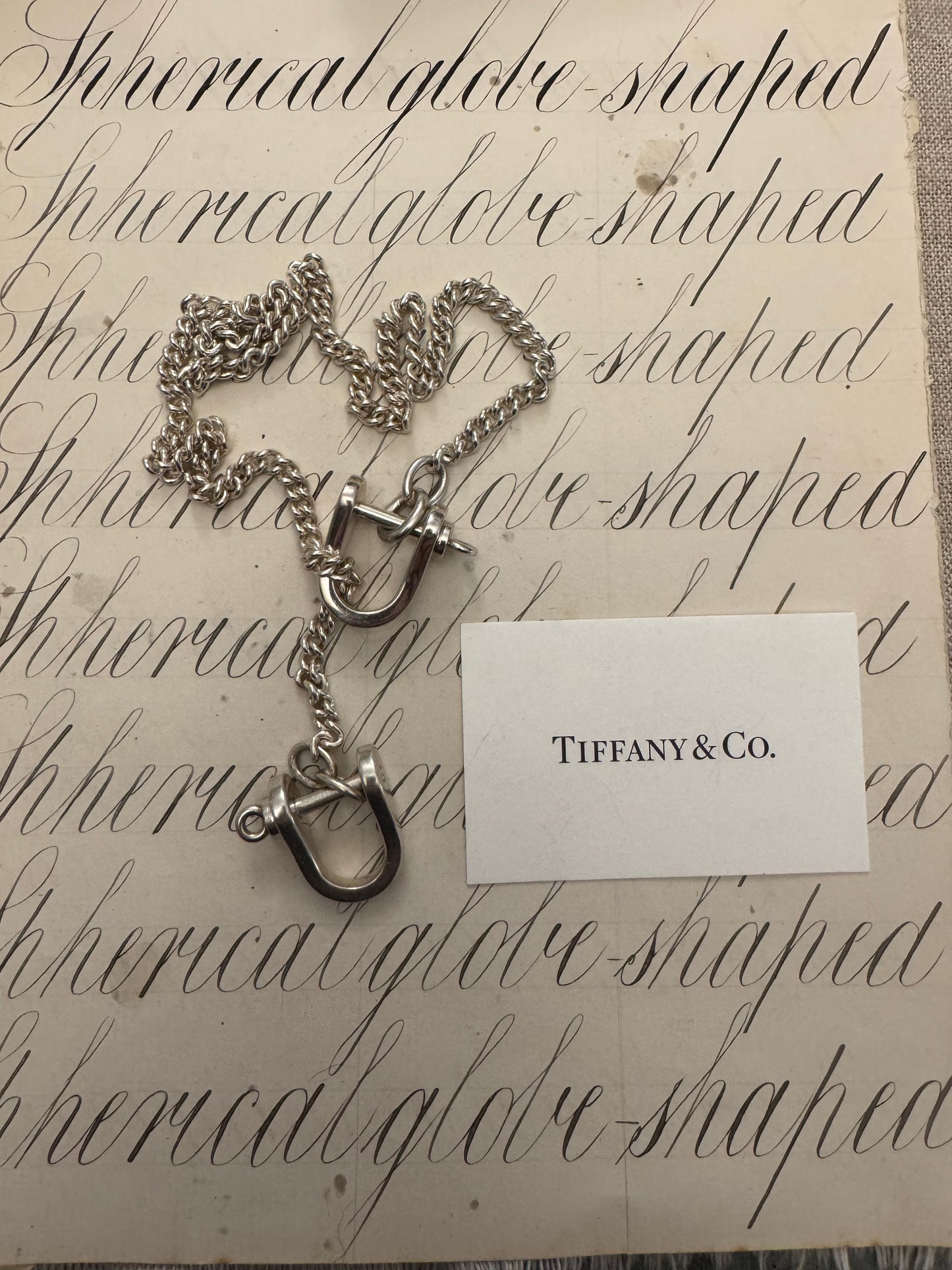 Amazing Vintage Sterling Tiffany Set with Chain, Heart Connector and Shackles