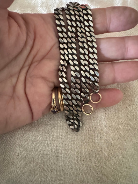 Heavy Flattened Curb Chain with 14k Gold Rings