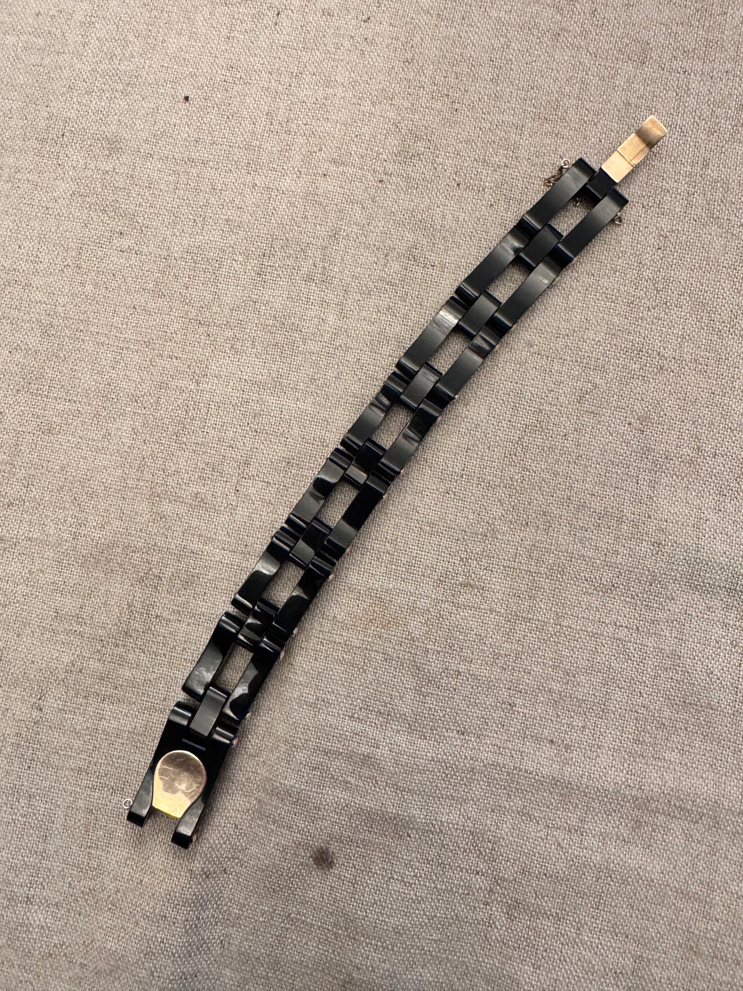 Exquisite and RARE Perfect Victorian Onyx and 15K Gold Mourning Bracelet