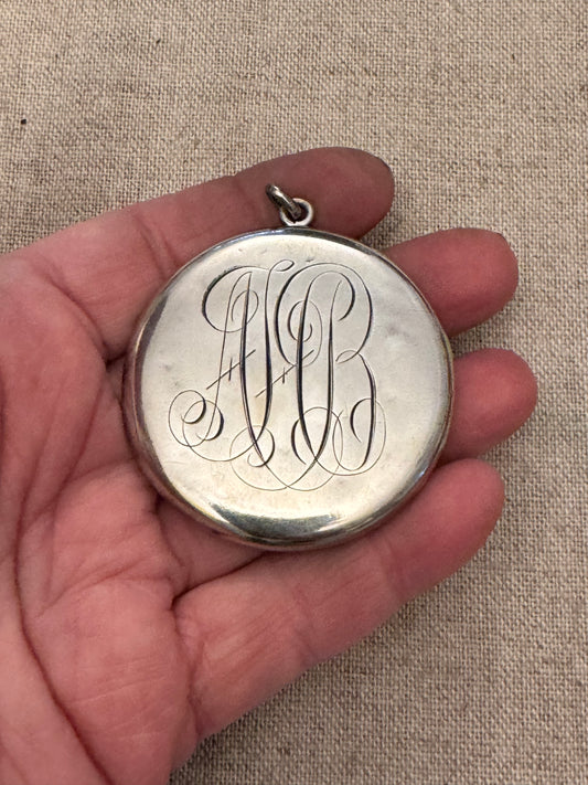 Perfect Simple Huge Silver Engraved  Locket