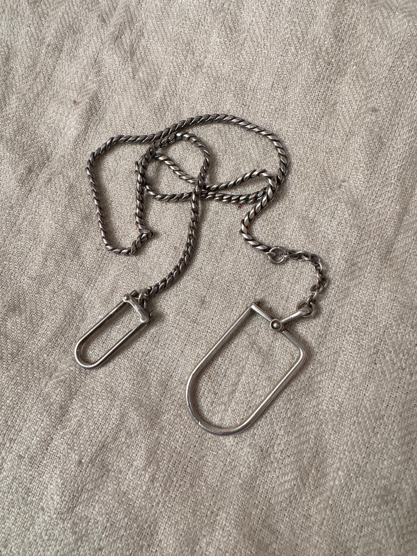 Fabulous Silver Watch Chain with 2 Charm Holders