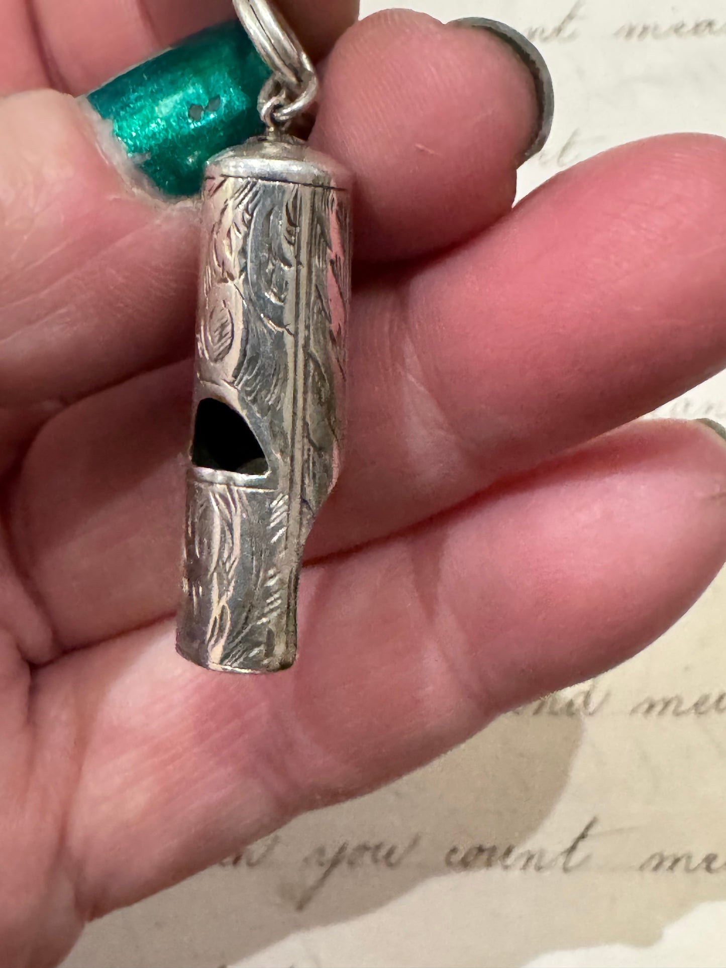 Pretty engraved english victorian small whistle