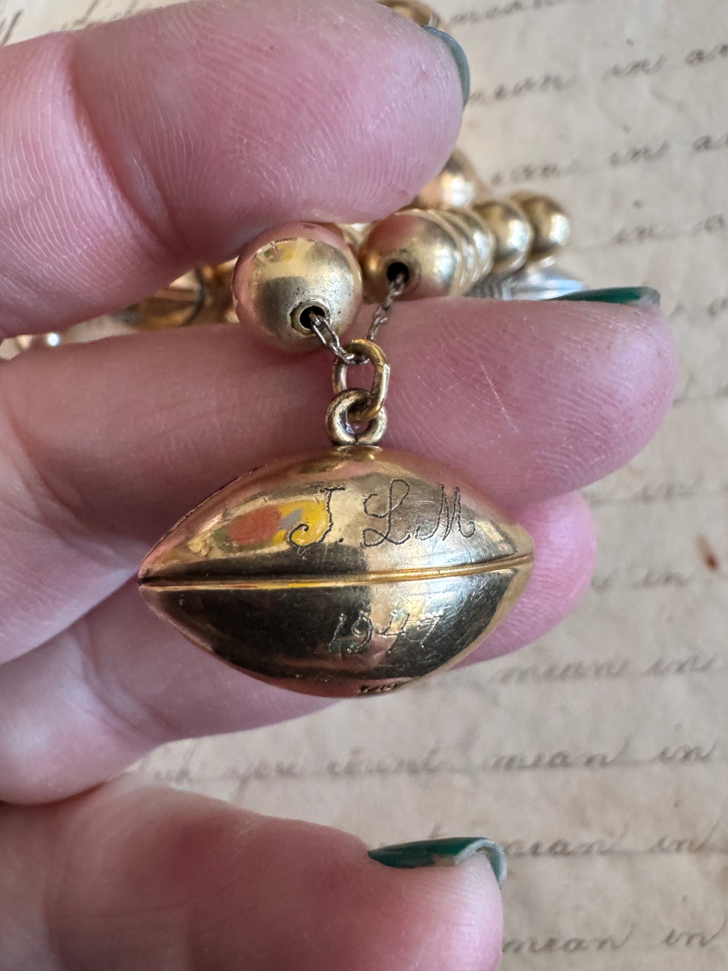 Gold Filled Sports Ball and Bead Charm Necklace