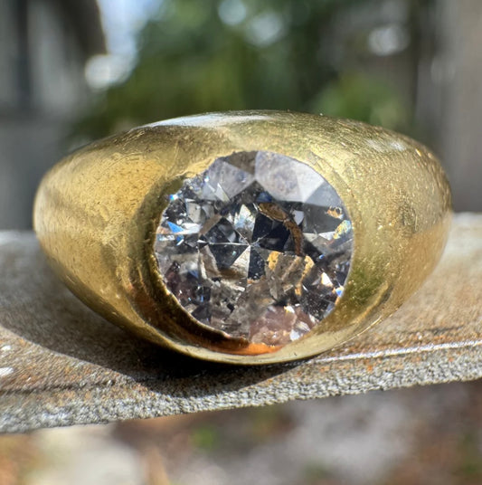 Huge Antique 18k Gold and Diamond Gypsy Ring