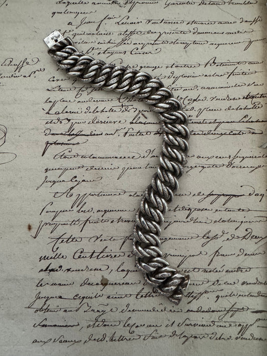 Engraved Vintage French Double Link Bracelet