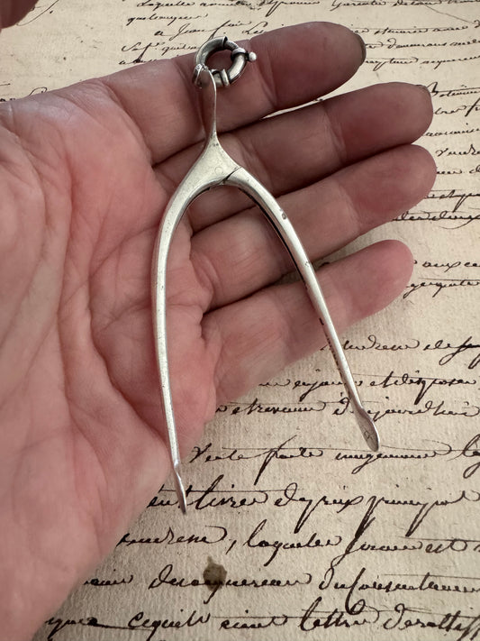 Huge Antique Sterling Wishbone Pendant