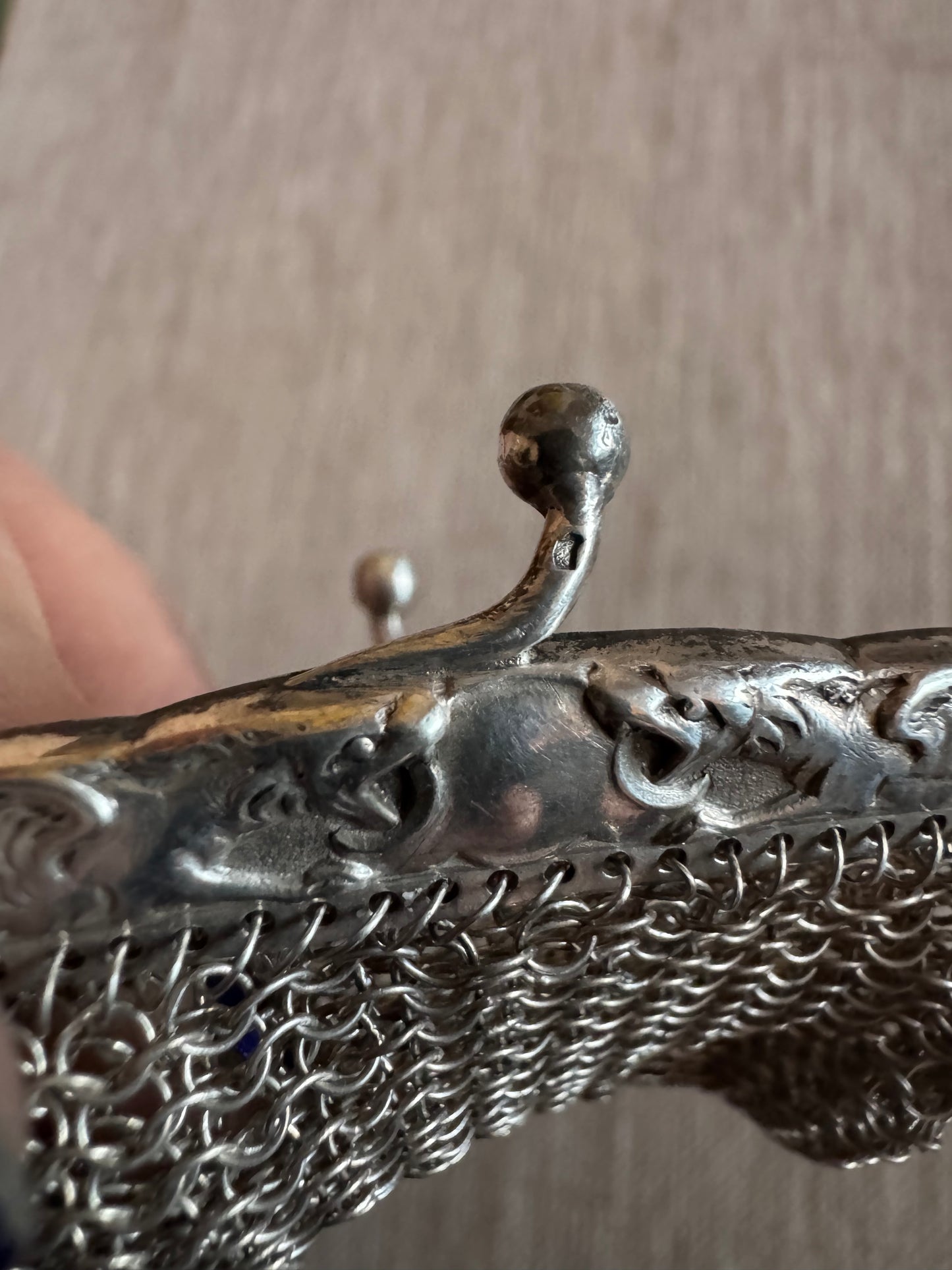 Antique French Silver Miniature Purse with Gryphons