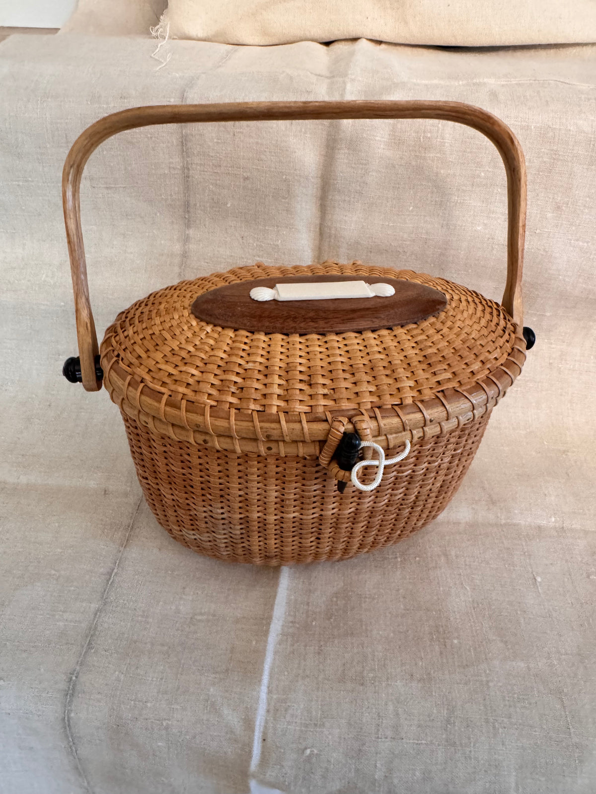 Large Oval Basket with Blank Quarterboard for Initials or Word