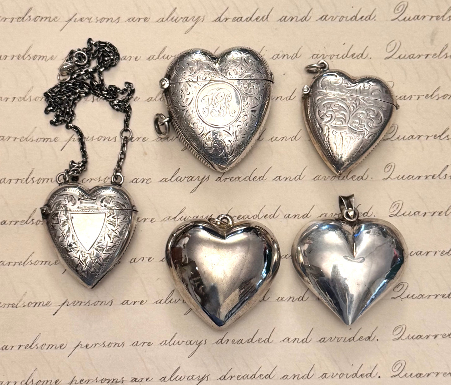 Enormous Engraved Victorian Sterling Heart Shaped Match Safe with FGR Monogram