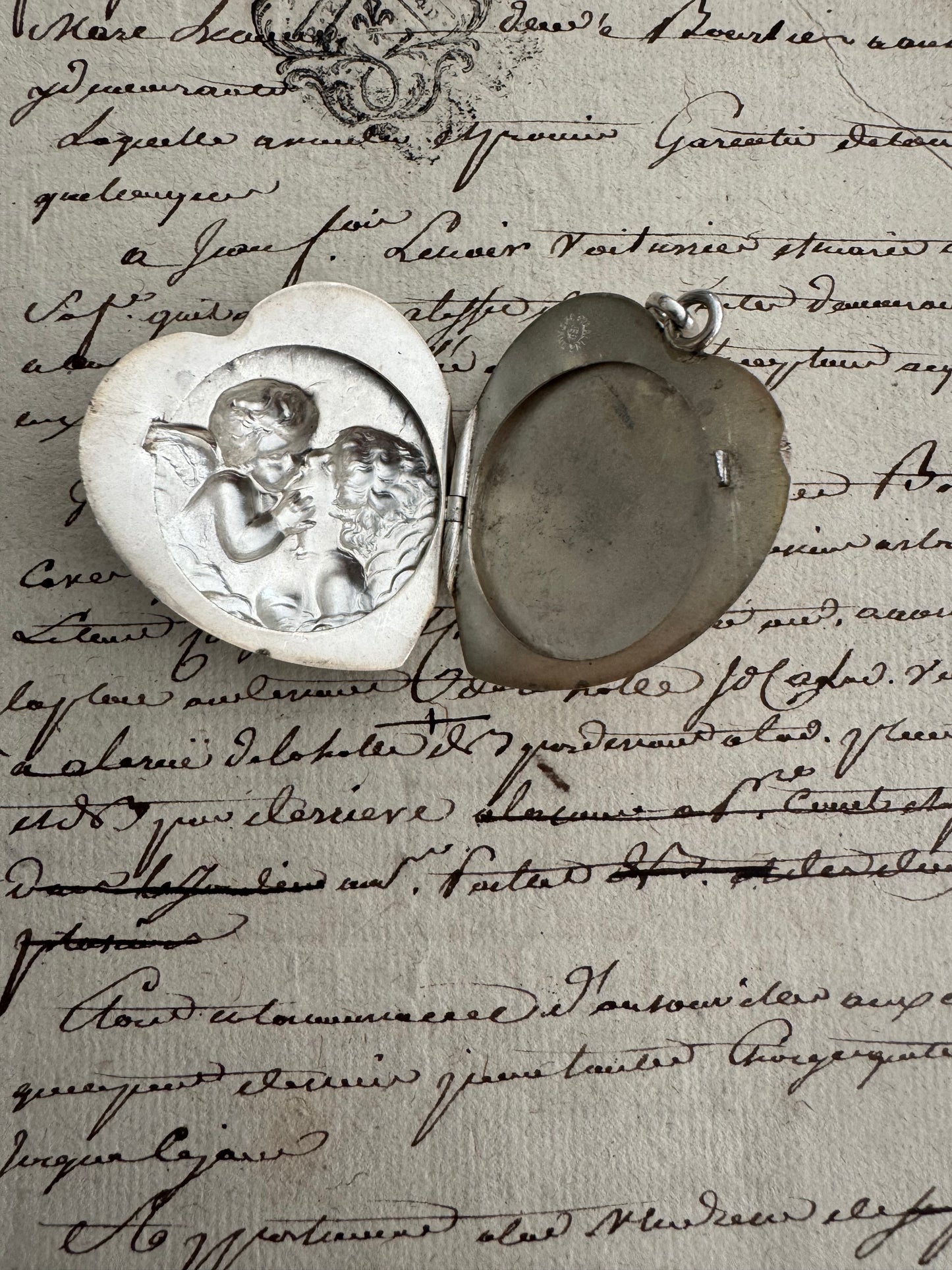 Rare Signed Unger Brothers Art Nouveau Heart Locket