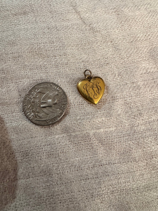 Tiny 12k Gold Engraved Puffy Heart Pendant