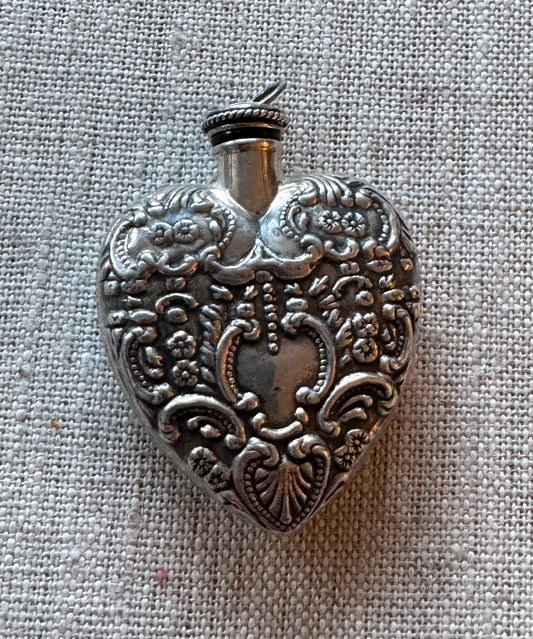 Victorian Revival Repoussé Heart Perfume Bottle