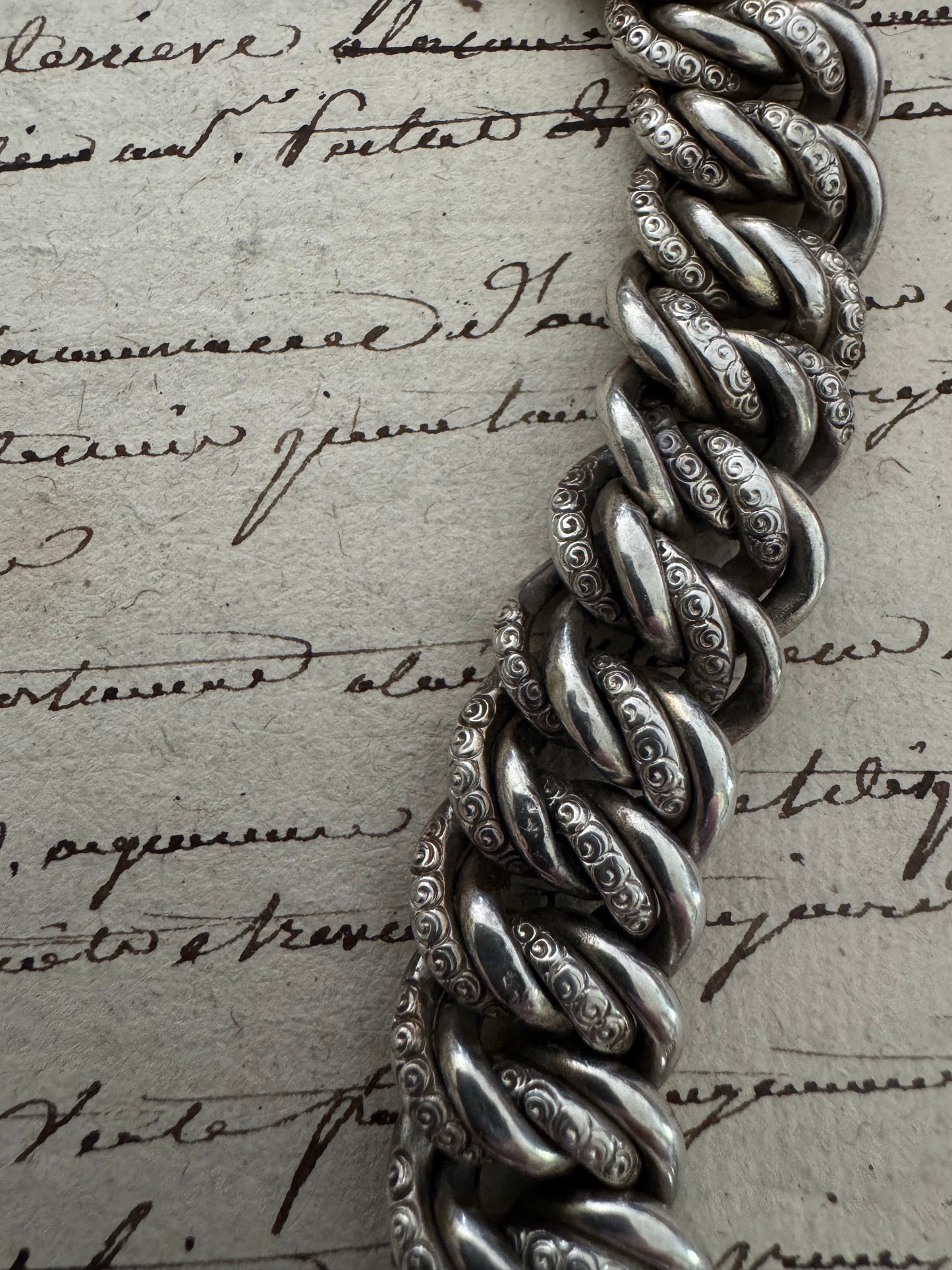 Engraved Vintage French Double Link Bracelet