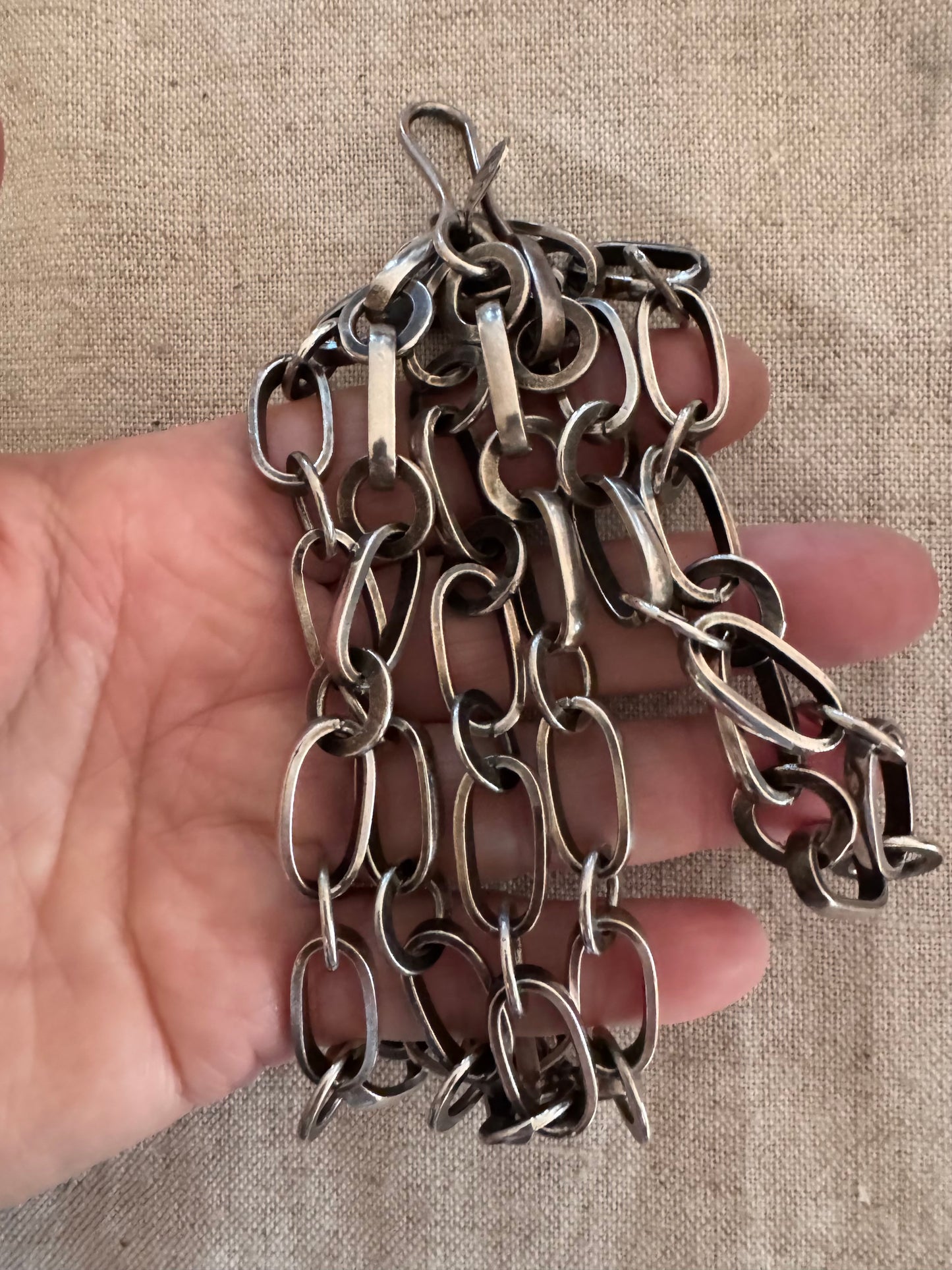 Huge Handmade Cowboy Sterling Long and Short Chain