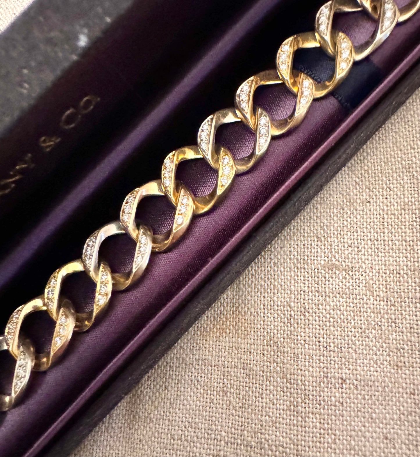 Tri-color Diamond and Gold Curb Link Bracelet