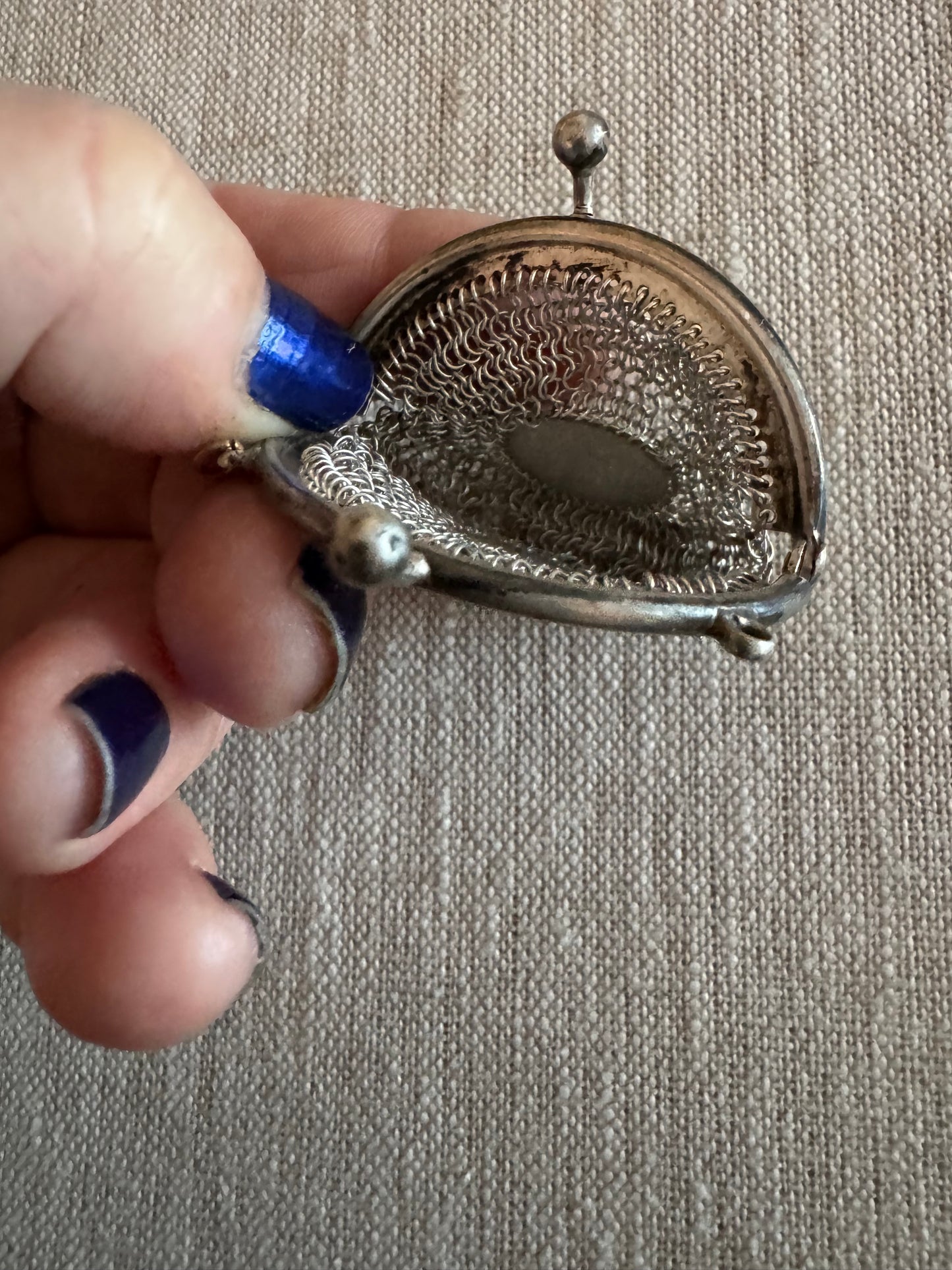 Antique American Silver Miniature Purse 3