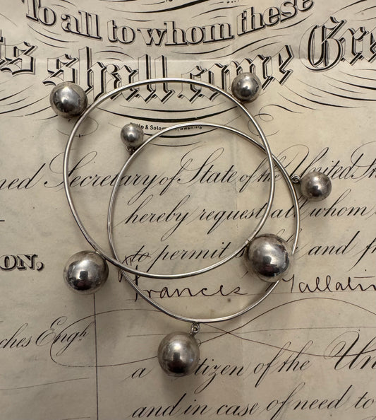 Pair of handmade vintage sterling ball bangles