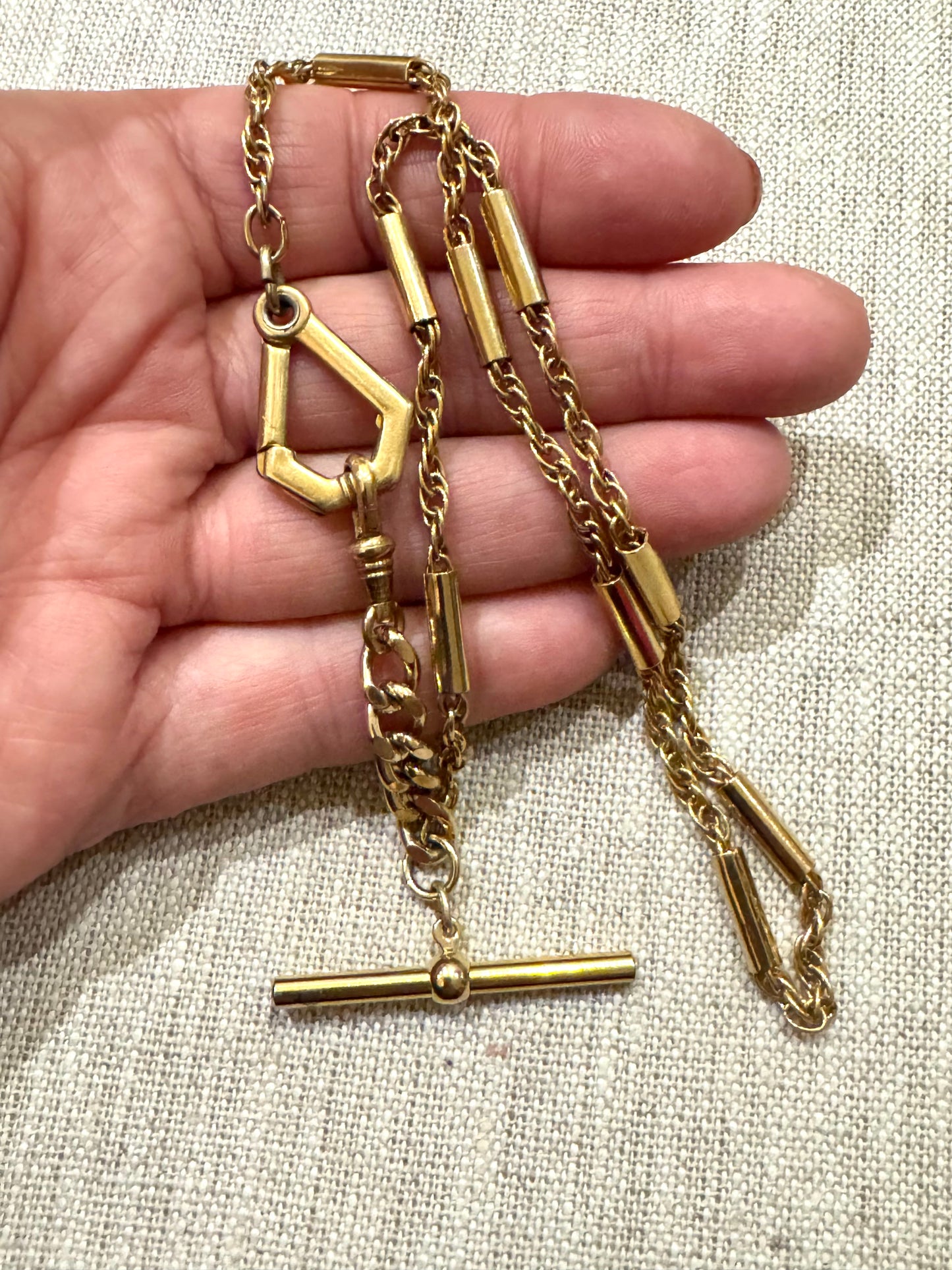 Yellow Gold Filled Vintage Bar Chain Watch Chain #2