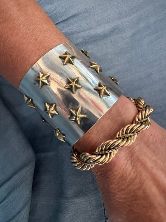 spectacular, rare Sterling Rebajes cuff with stars￼