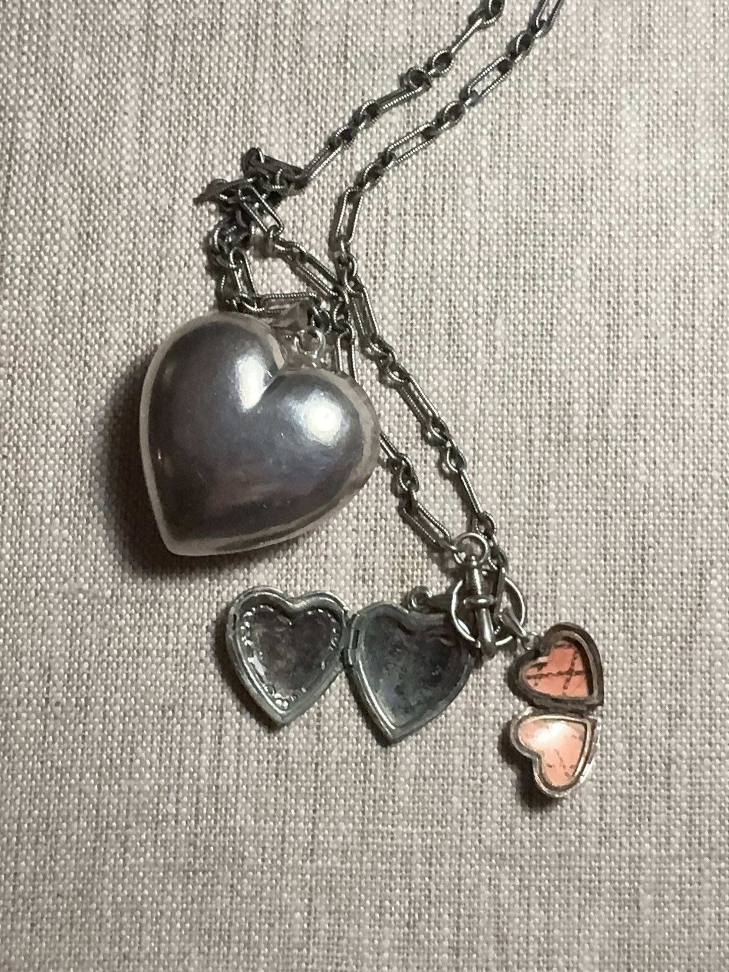 Lovely Silver Necklace with 3 Hearts