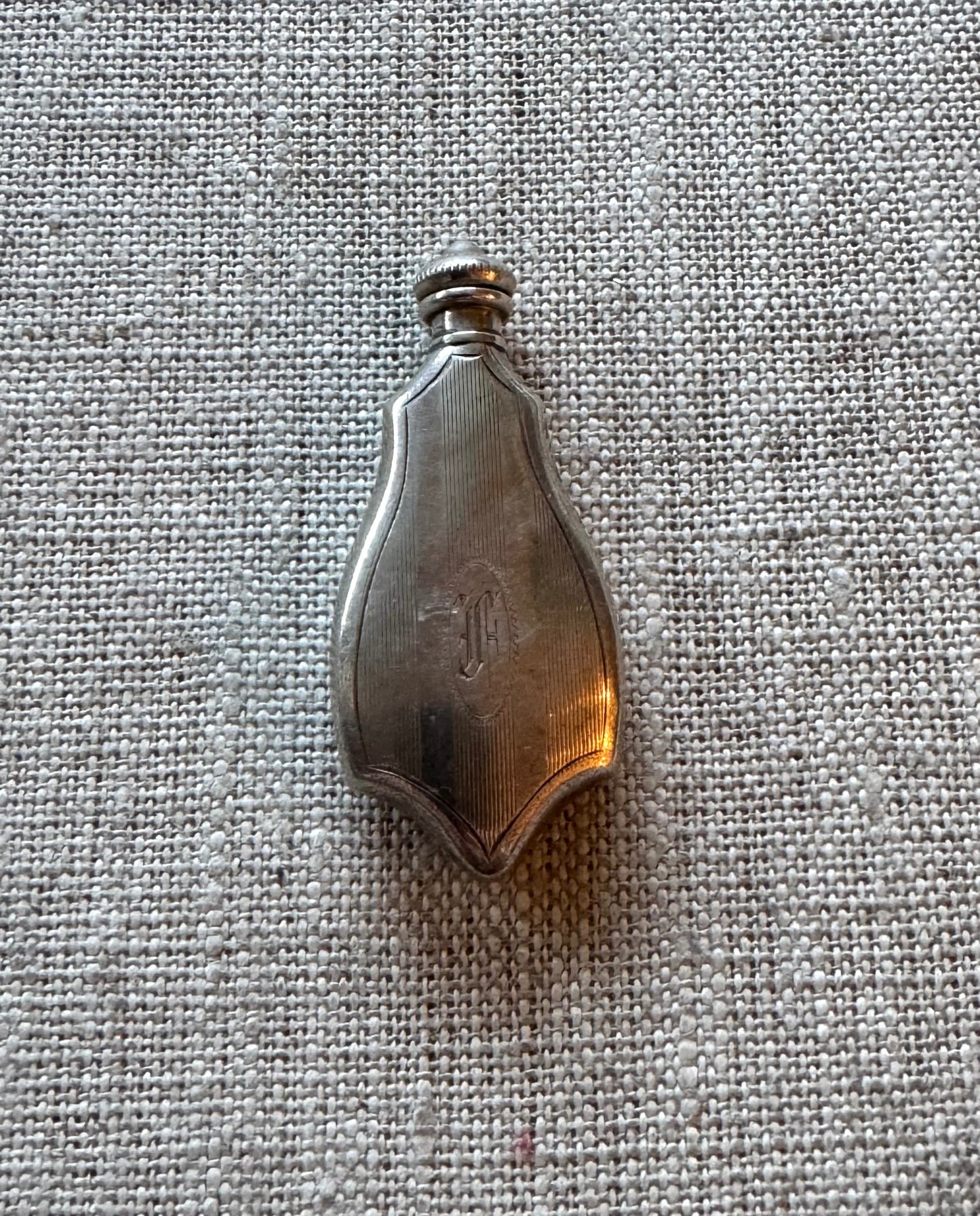 Beautiful Edwardian Sterling Shapely Perfum Bottle with JF Monogram