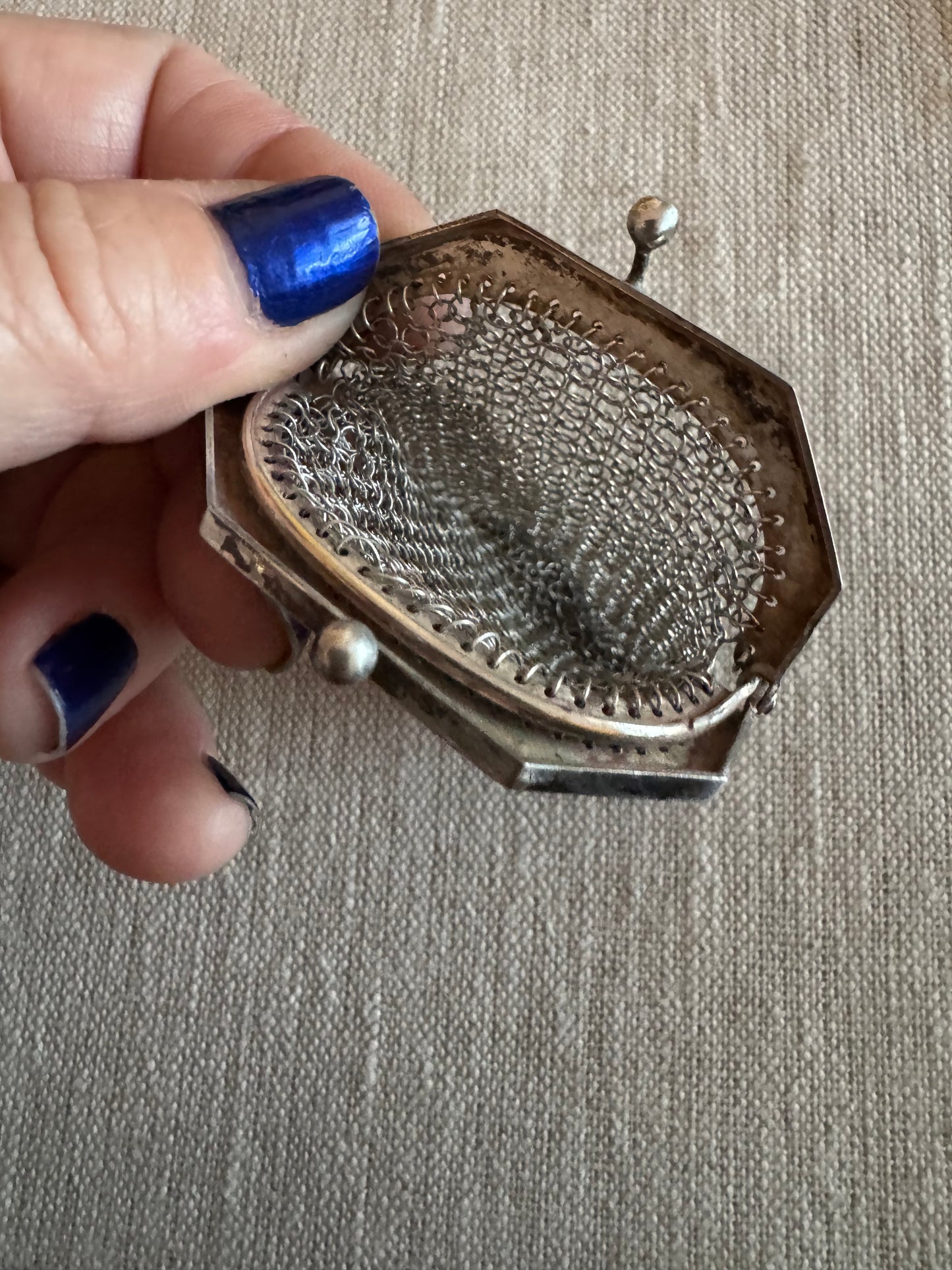 Antique French Silver Miniature Purse 3