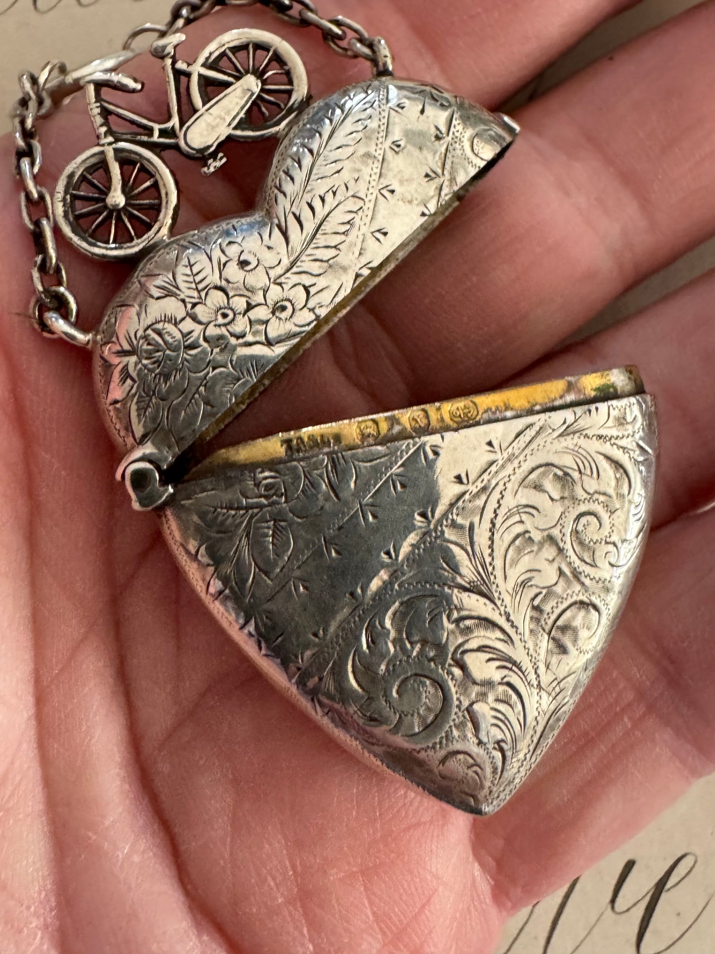 Incredible heart shaped match safe with bicycle