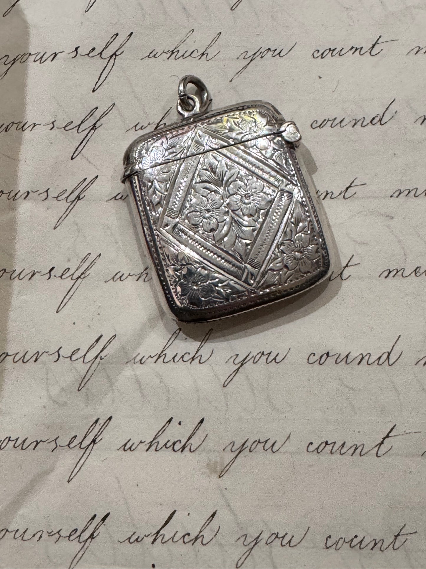 Small Engraved Victorian Match Safe with Space for Monogram