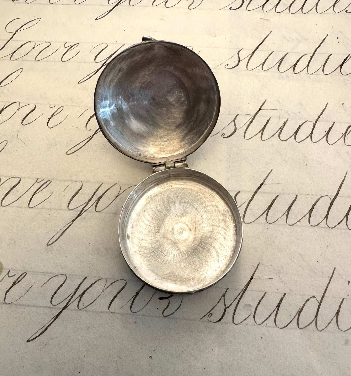 Sweet Fully Engraved Sterling Pillbox or Ring Box