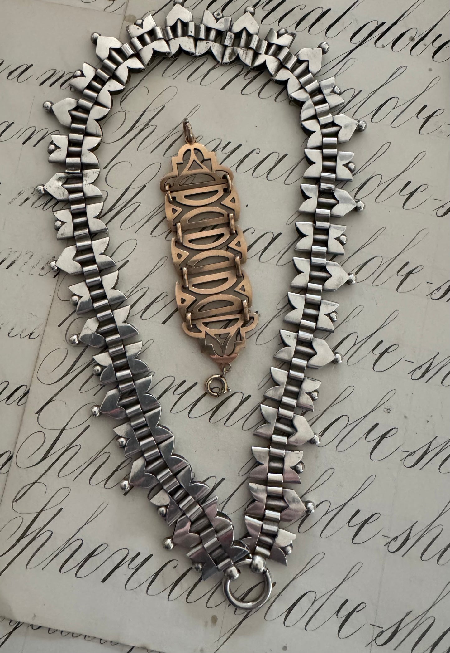 Stupendous Victorian Silver Book Chain with Gold Filled Extender
