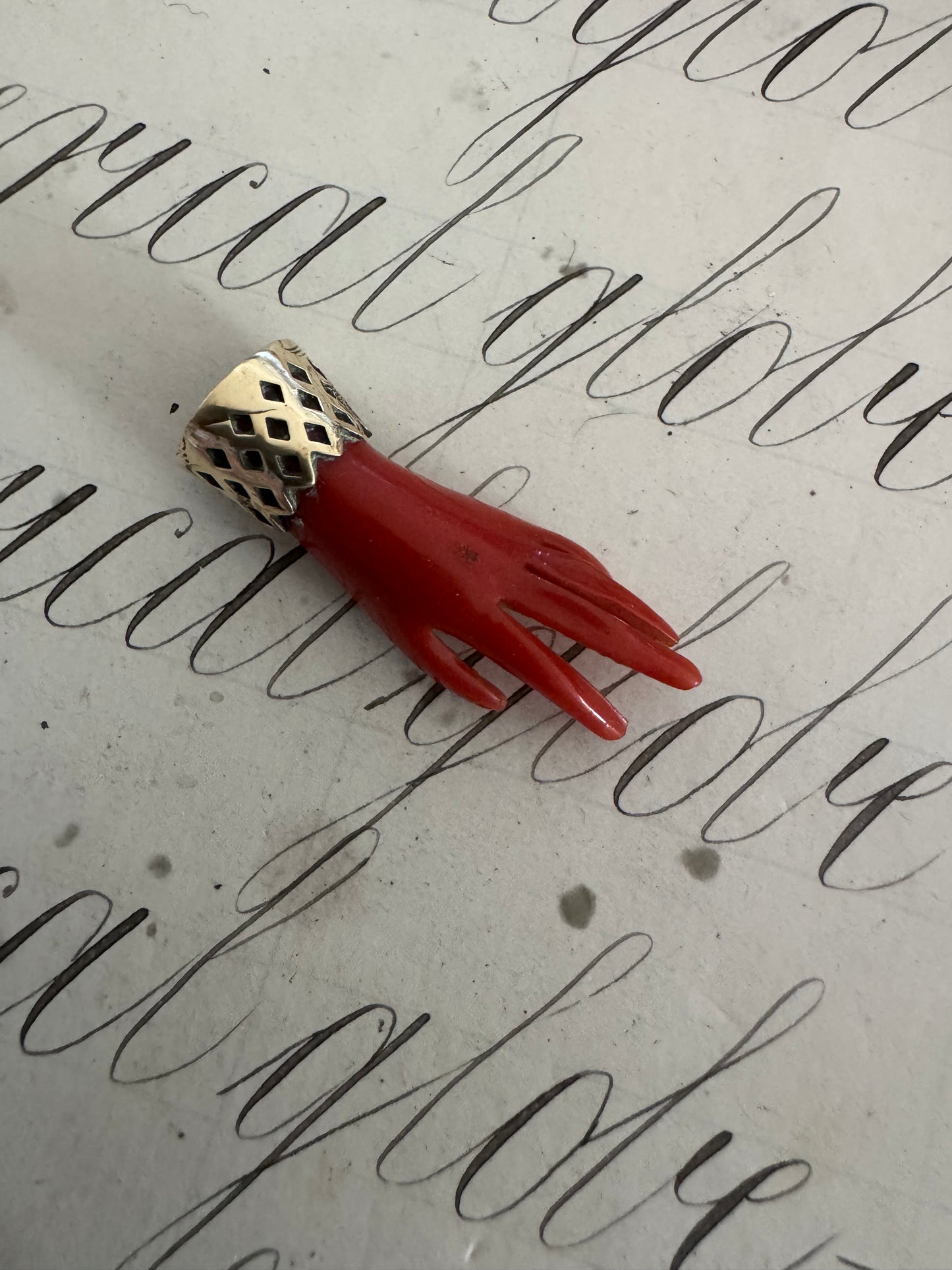 lovely, small antique celluloid hand pin